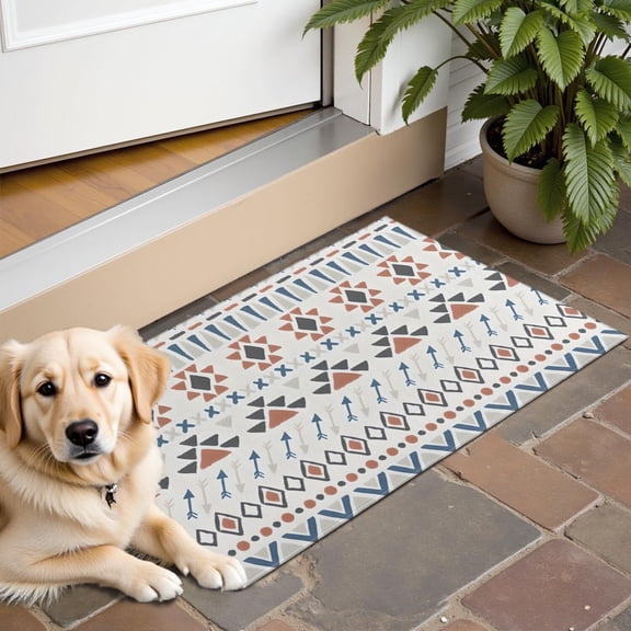 Colorful Geometric Triangle Arrow Pattern Door Rugs,Washable Non Slip Door Mats Indoor,Decorative Door Mats,Entry Mat Indoor for Entrance,Bedroom,Kitchen,Bathroom,16"x24"
