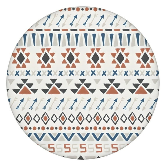 Colorful Geometric Triangle Arrow Pattern Round Fitted Tablecloth with Elastic Edge,Dining Table Cover Waterproof,Outdoor Round Tablecloth for Camping,Dining,Indoor and Outdoor
