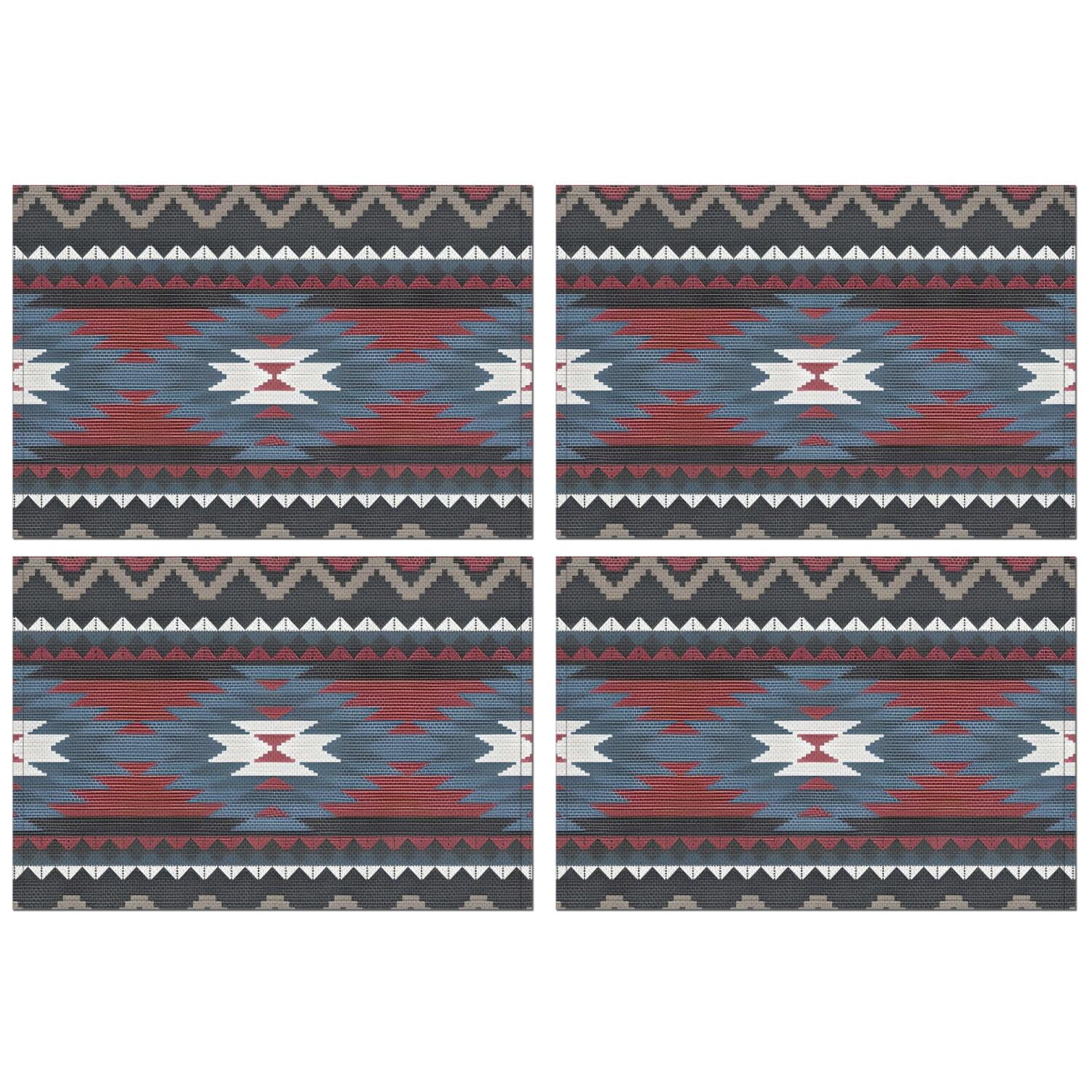 Colorful Geometric Triangle Chevron Pattern Summer Placemats Table ...