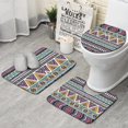 thumbnail image 1 of Colorful Geometric Triangle Diamond Pattern Bathroom Rugs Sets 3 Piece,Toilet Cover Set,Absorbent Non Slip Bathroom Mats Sets with U-Shaped Contour Rug Toilet Rug Set, 1 of 5