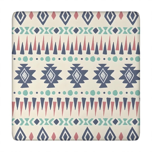Colorful Geometric Triangle Diamond Pattern Square Fitted Tablecloth with Elastic Edge,Square Table Cover,Washable Elastic Table Cover for Home Kitchen Party Decor 34"x34"