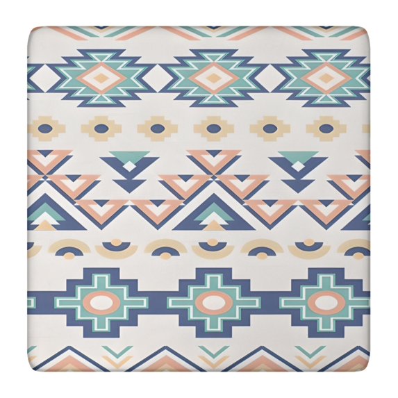 Colorful Geometric Triangle Diamond Pattern Square Fitted Tablecloth with Elastic Edge,Square Table Cover,Washable Elastic Table Cover for Home Kitchen Party Decor 36"x36"