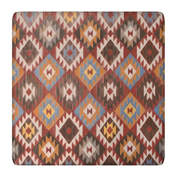 Colorful Geometric Triangle Diamond Pattern Square Fitted Tablecloth with Elastic Edge,Square Table Cover,Washable Elastic Table Cover for Home Kitchen Party Decor 36"x36"