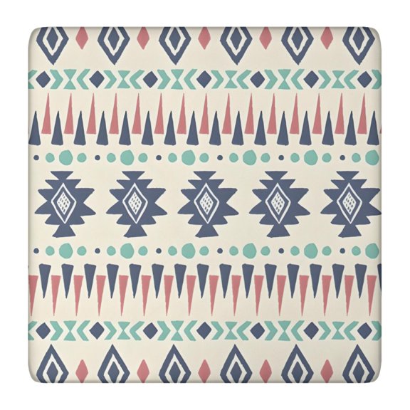 Colorful Geometric Triangle Diamond Pattern Square Fitted Tablecloth with Elastic Edge,Square Table Cover,Washable Elastic Table Cover for Home Kitchen Party Decor 36"x36"