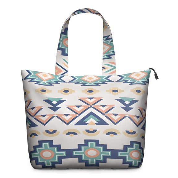 Colorful Geometric Triangle Diamond Pattern Travel Tote Bags for Women Carry On,Large Weekender Bags for Women Travel,Multi Functional Duffle Bag for Work,Shopping,Sports