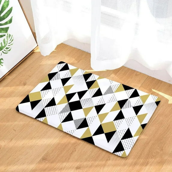 Colorful Geometric Triangle Doormat Non-Slip Printed Soft Flannel Carpet Decor Nordic Style Floor Door Mat for Hallway 50x80cm