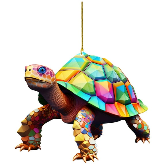 Colorful Geometric Turtle Christmas Ornament, Unique Festive Hanging Decor for Animal Lovers and Holiday Season Decorations - D