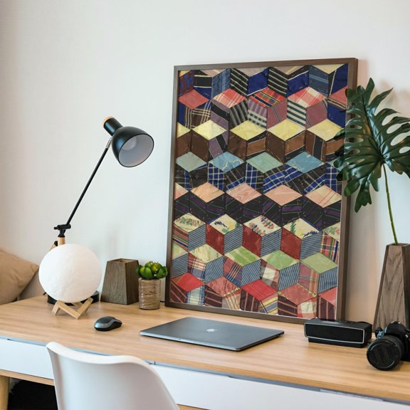 Colorful Geometric Wall Art Poster Cube Design , Poster Print Only