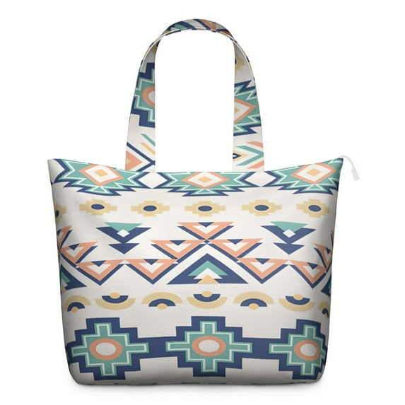 Colorful Geometric Weekender Bag, Lightweight Travel Tote with Secure Zipper & Reinforced Handles, Artistic for Women on the Go