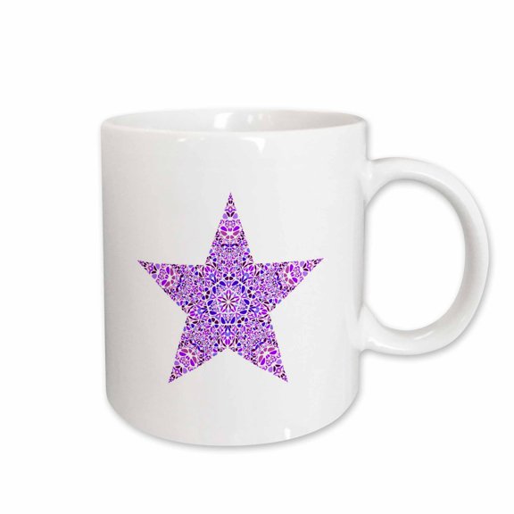 3drose, Colorful Geometrical Isolated Floral Mosaic Star Polygon, 11oz Mug