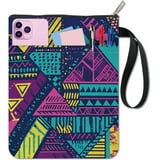 Colorful Geometry Book Sleeve Protector with Zipper Waterproof Canvas ...