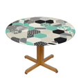 thumbnail image 1 of Colorful Geometry Round Fitted Tablecloths Table Covers Wipeable Waterproof Elastic for Kitchen Dinning Parties Wedding Picnic Small Fits 40-44 Inch Table Size, 1 of 5
