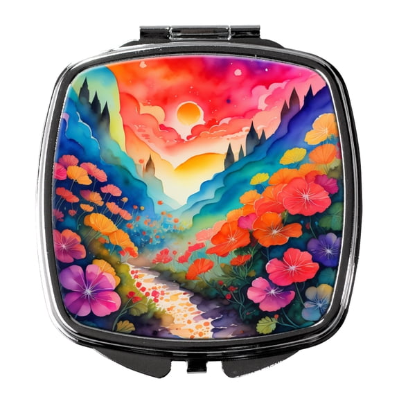 Colorful Geraniums Compact Mirror 2.75 in x 3 in