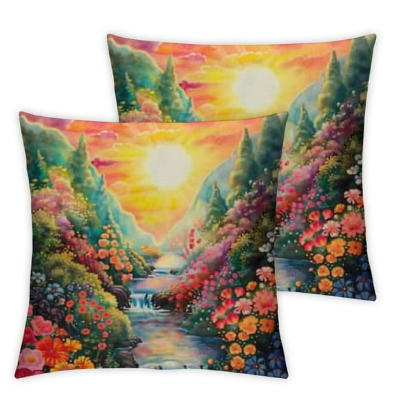 Colorful Geraniums Fabric Decorative Pillow Machine Washable, Indoor Outdoor Decorative Pillow for Couch, Bed or Patio,