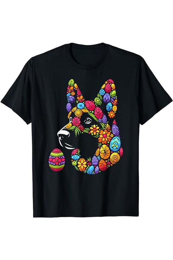 Colorful German Shepherd Easter Egg Kids Mens Womens Dog T-Shirt