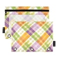 thumbnail image 1 of Colorful Gingham 2 Pack Pencil Pouch for 3 Ring Binder Smooth Zipper Folders with Pockets Clear Window Pencil Case, 1 of 6