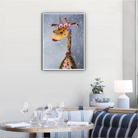 Colorful Giraffe Art Quirky Animal Poster Home Decor, 16x24 UNFRAMED