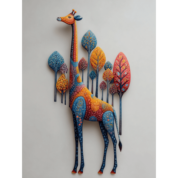 Colorful Giraffe Canvas Wall Art，Wildlife Decor for Living Room Bedroom Office Dining Room Hallway