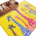 thumbnail image 1 of Colorful Giraffe Large Area Rugs for Bedroom Living Room, Soft Non Slip Carpet Bedside Rug, Watercolor Cute Cartoon Yellow Rectangular Floor Cover Kitchen Accent Rug 5'x8' for Dining Room/Office, 1 of 9