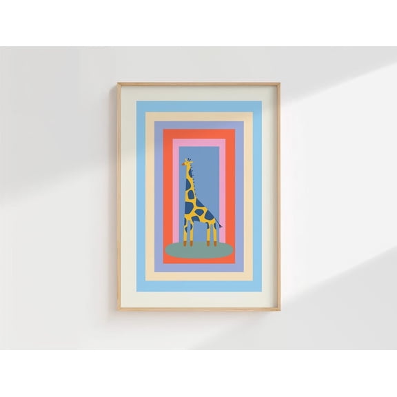Colorful Giraffe Print Playful Nursery Wall Art Unframed Paper Print