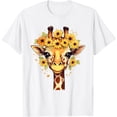 thumbnail image 1 of Colorful Giraffe With Flower I Softstyle Unisex T-Shirt,White Color,Size YM, 1 of 5