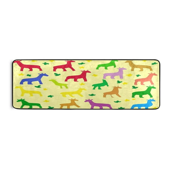 Colorful Giraffes 72x24" Runner Rug, Non-Slip Memory Foam Cushion, Anti-Crease for Hallways and Bedrooms