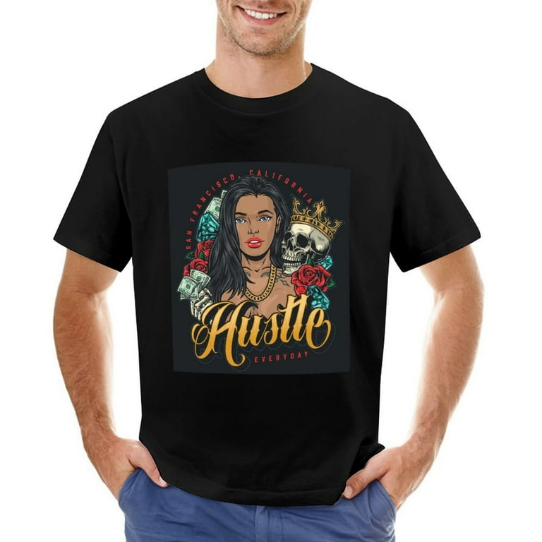 Colorful Girl Hustle Money Graphic Tee Funny Women's Motivational