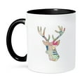 thumbnail image 1 of 3dRose, Colorful Girly Deer head silhouette. Modern country stag with antlers, 15oz Two-Tone Black Mug, 1 of 7