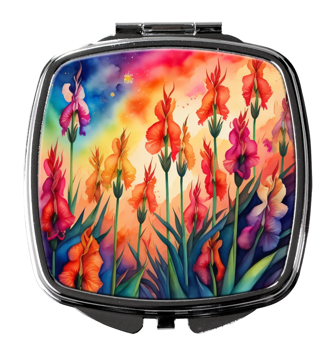 Colorful Gladiolus Compact Mirror 2.75 in x 3 in