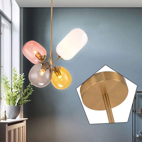 Colorful Glass Ball Chandelier 4-Light, Modern Rainbow Bubble Pendant Light for Kids Room Bedroom, E27 Base Ceiling Lamp with Multicolor Glass Globes,40x100cm