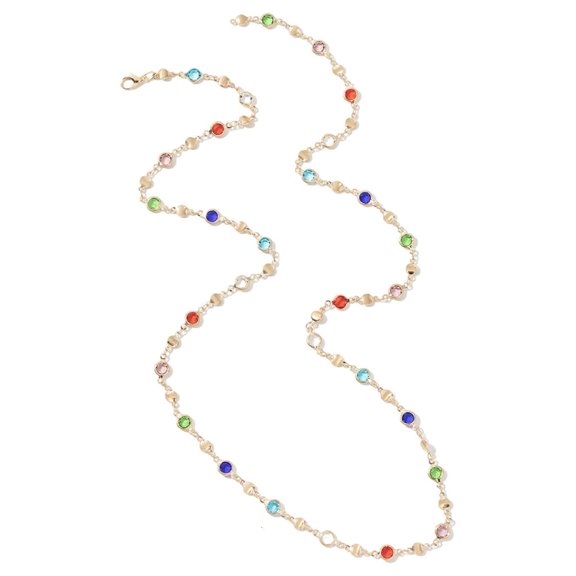 Colorful Glass Necklace Women Metal Collarbone Chain Party Jewelry Body Chain