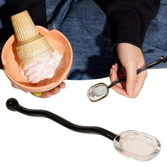 Colorful Glass Spoons Set - 6.3" Heat-Resistant Stirring Spoons for Coffee/Tea, BPA-Free Borosilicate Dessert Spoon with Curved Handle, Party Bar Tools Clearance