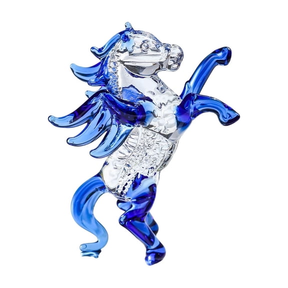 Colorful Glazed Animal Carousel Decoration - Hand-Painted Revolving Carousel Ornament for Home & Shelf Decor ( Blue )