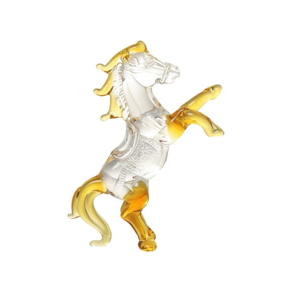 Colorful Glazed Carousel Decoration Featuring Animals Glass Art Piece With Refractive Light Effects For Birthday Party Table Accent Yellow Tone