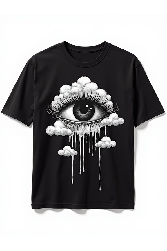 Gothic Surrealist Dripping Eye Cloud Vintage Grunge Y2k Cotton Men's Women's Unisex T-Shirt