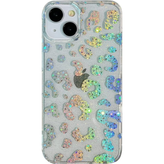 Colorful Glitter Bling Sparkling Cheetah Leopard Print Protection Clear Soft Compatible with iPhone Case (Leopard,iPhone 12 Pro Max)