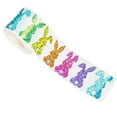 thumbnail image 1 of Colorful Glitter Bunny Stickers Roll 500 Pcs Easter Rabbit Decorations for Kids, Crafts, Scrapbooking, Party Favors, 1 of 5