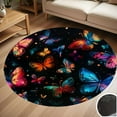 thumbnail image 1 of Colorful Glitter Butterflies Round Carpet Living Room Bedroom Home Decoration Coffee Table Mat Lounge Rug Chair Mats, 1 of 5