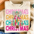thumbnail image 1 of Colorful Glitter Christmas Tree Coquette Sweater, Merry Bright Dalmatian Bow Brushstroke Sweatshirt, 1 of 5