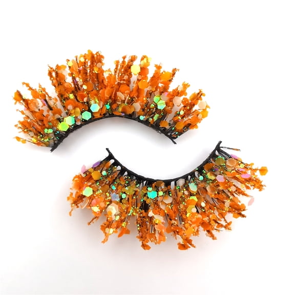 Colorful Glitter False Eyelashes Luminous DIY Lash Clusters Fluorescent Lashes for Women Night Glow Performance Strip