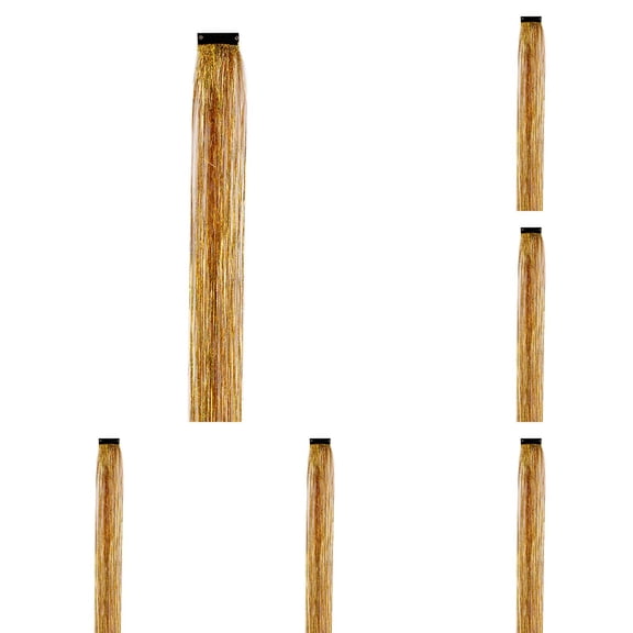 Colorful Glitter Hair Extensions 6Pcs 20 Inch Clip In Tinsel Hair Pieces With Metal Clips For Festival Concerts And Party Hairstyles