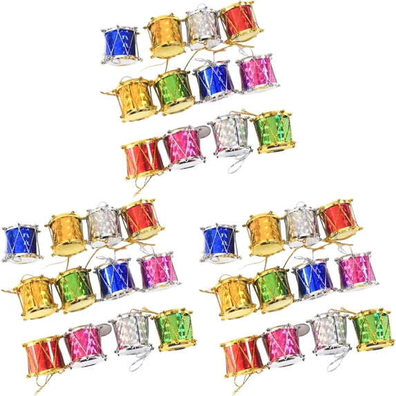 Colorful Glitter Mini Drum Christmas Tree Ornaments, Tree Hanging Decoration, Christmas Tree Drum Ornaments, Pendant Holiday Wedding New Year Party Christmas Decor, 36 Pcs, 1.18 Inches