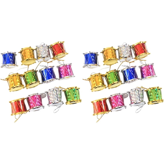 Colorful Glitter Mini Drum Christmas Tree Ornaments, Tree Hanging Decoration, Christmas Tree Drum Ornaments, Pendant Holiday Wedding New Year Party Christmas Decor, 24 Pcs, 1.18 Inches