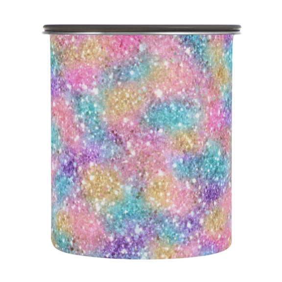 Colorful Glitter Sequins Airtight Coffee Bean Canister 30oz Food Storage Containers with Lids For Gournd, Tea, Sugar, Flour, Rice, Cereal, Candy Cookie Jar