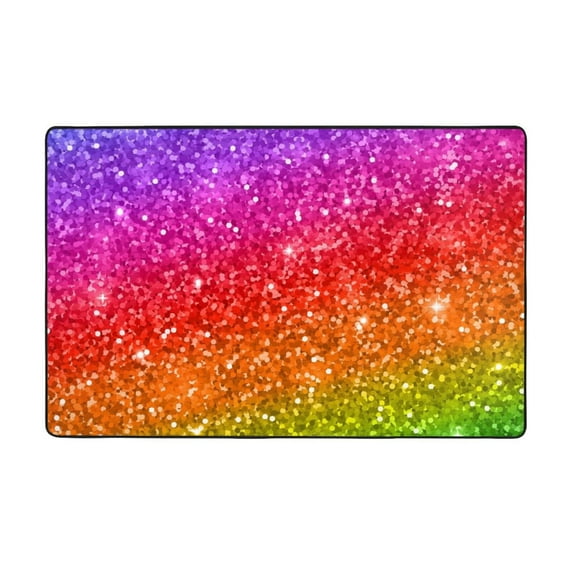 Colorful Glitter Shaggy Area Rug, Rugs for Living Room Bedroom Non Slip Door Mat Indoor Carpet Machine Washable Nursery Home Decor Floor Mats for Entryway 60x39in-#