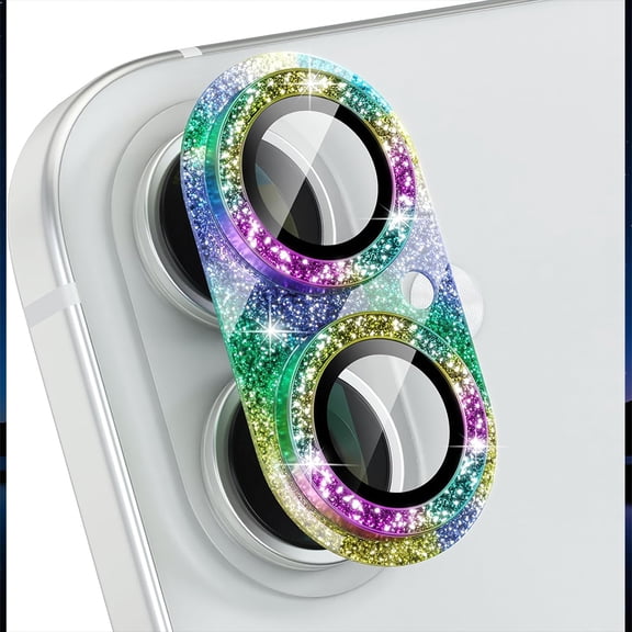 Colorful Glitter Volcano Camera Lens Protector for iPhone 17 , 9H Tempered Glass, Ultra HD, Full Coverage, Case Friendly