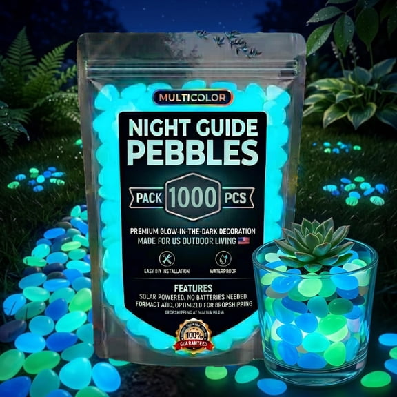 Colorful Glow in the Dark Garden Pebbles – Night Guide Stones for Yard, Walkways, Fish Tanks & Landscaping, Luminous Outdoor Decorative Rocks for Aquarium, Pathway, and Garden Decor (600, Yellow)