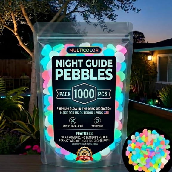 Colorful Glow in the Dark Garden Stones, 2026 New Night Guide Luminous Pebbles Rainbow Stepping Rocks, Beautiful Luminous Stepping Stones Glow Rocks for Landscaping Fish Tank Aquarium (Color 1000pcs)