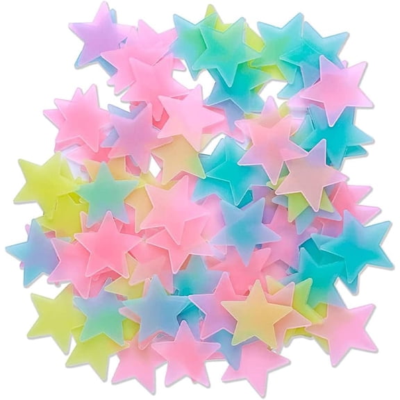 Colorful Glow in The Dark Luminous Stars 100 Pieces Stars for Ceiling Decorations Fluorescent Noctilucent Plastic Wall Stickers Murals Decals for Home Art Bedroom Decor