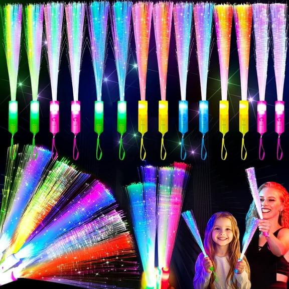 Colorful Glow Fiber Wands,Toys Glow Sticks Bulk Party Pack for Adults,Glow in the Dark Party Supplies for Back to School Halloween , Wedding, Birthday,Classroom,Concert,Pool Party Favors